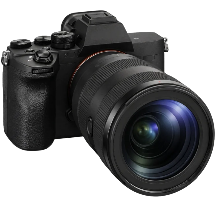 Professional mirrorless camera with lens